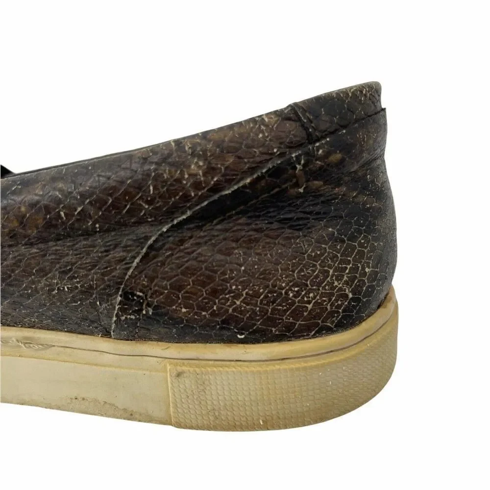 Frye Ivy Slip Shoes Snakeskin Pattern Womens Size 11 Dark Brown Casual Flats